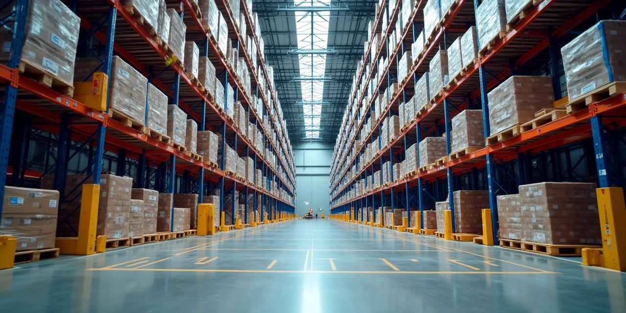 Modern logistics warehouse in Miami with high ceilings and organized freight racks