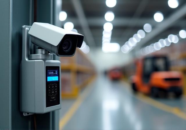 Internal view of high-tech security monitoring within the warehouse facility